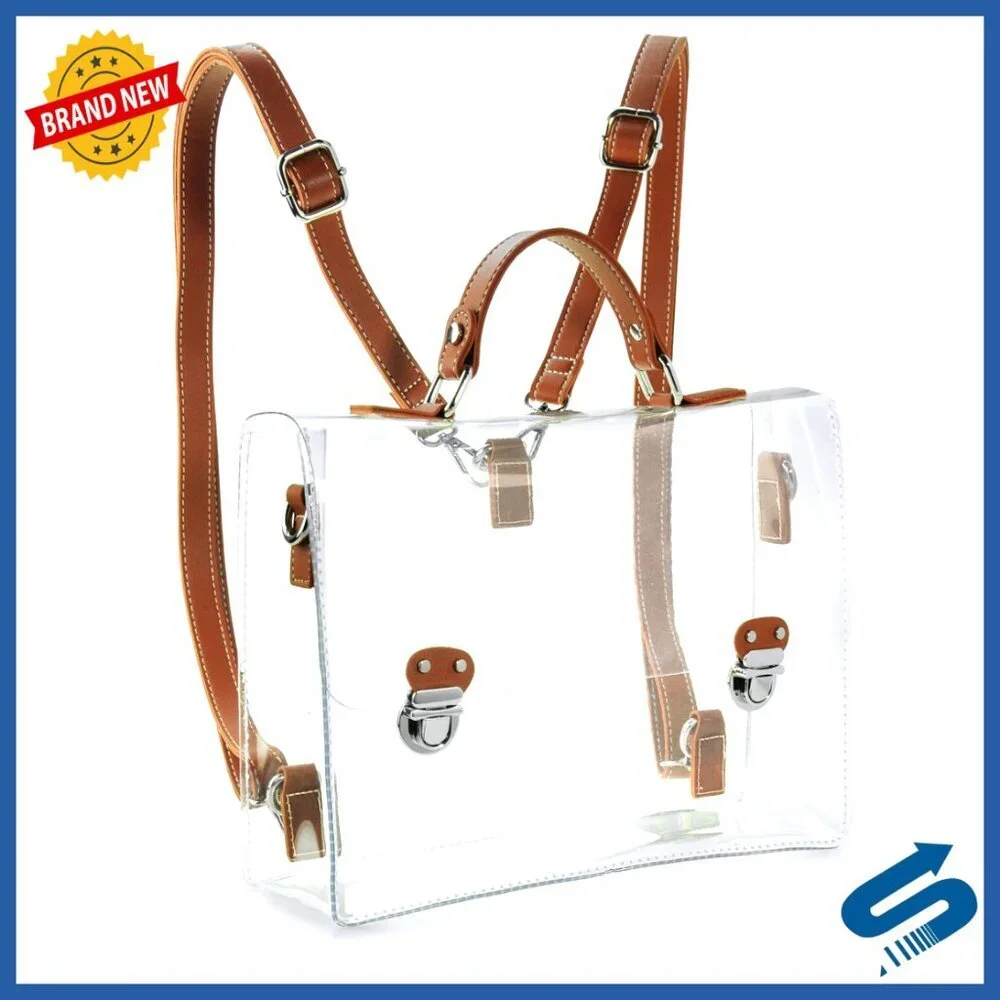 Clear PVC Stadium Backpack Convertible Satchel Crossbody Bag Unisex